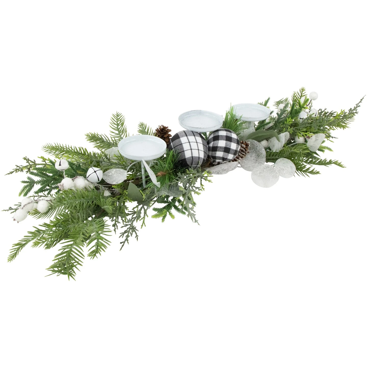 Northlight Mixed Foliage And Jingle Bell Christmas Pillar Candle Holder - 29" Green 9 Northlight Mixed Foliage And Jingle Bell Christmas Pillar Candle Holder - 29" Green - Image 7