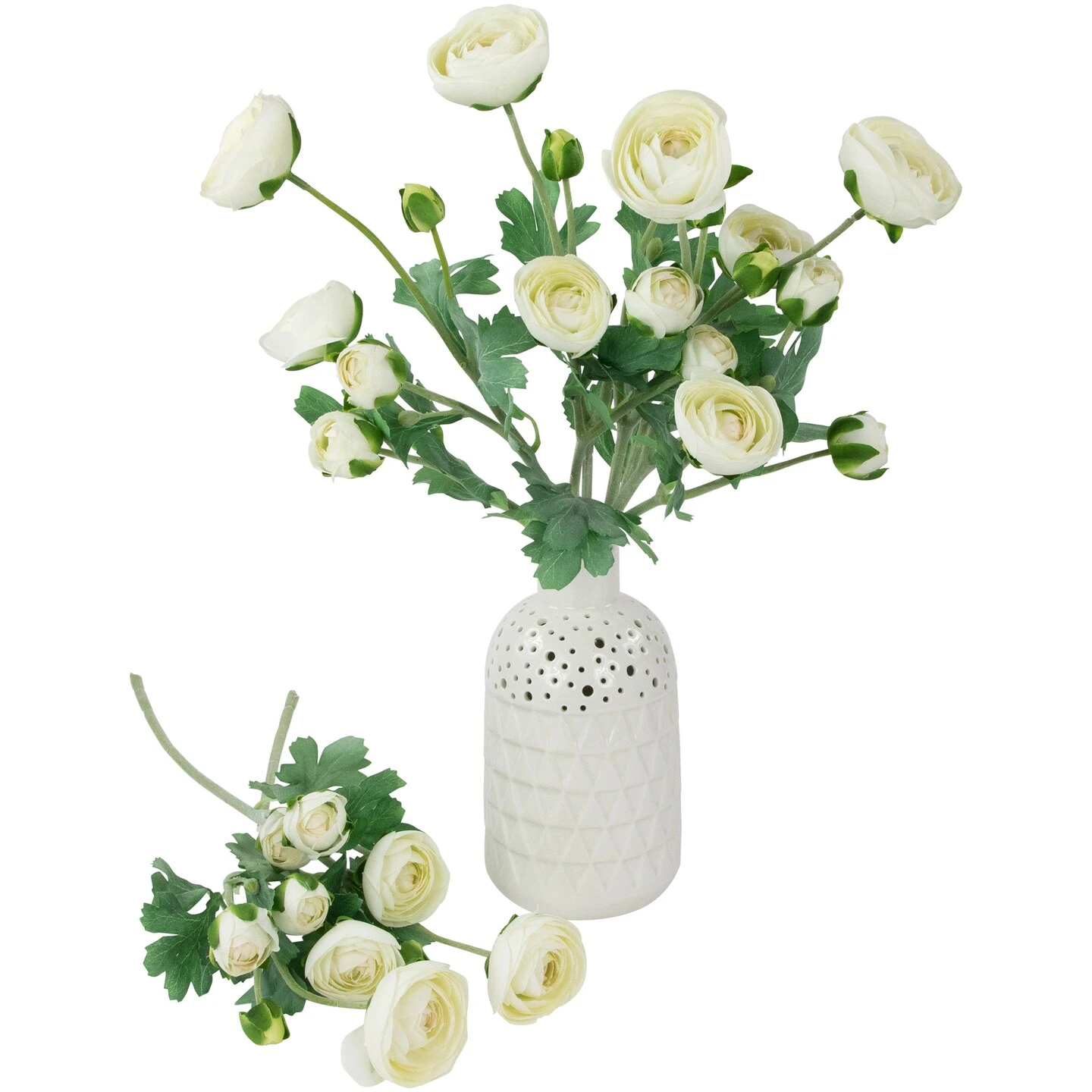 Northlight Real Touch™ Cream Ranunculus Artificial Floral Sprays, Set Of 6 - 21" White 9 Northlight Real Touch™ Cream Ranunculus Artificial Floral Sprays, Set Of 6 - 21" White - Image 7