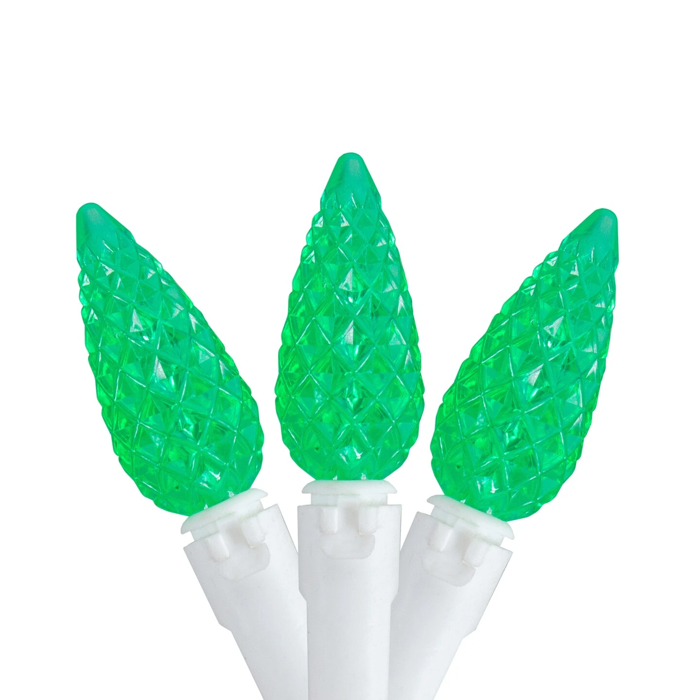 Northlight LED C6 Faceted Christmas Lights - Green - 22.5' White Wire - 70ct 4 Northlight LED C6 Faceted Christmas Lights - Green - 22.5' White Wire - 70ct - Image 2