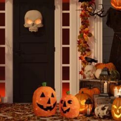 Northlight Lighted Sisal Jack O' Lanterns Outdoor Halloween Decorations - 16" - Set Of 2 Orange 12 Northlight Lighted Sisal Jack O' Lanterns Outdoor Halloween Decorations - 16" - Set Of 2 Orange -Northlight 472672847379424