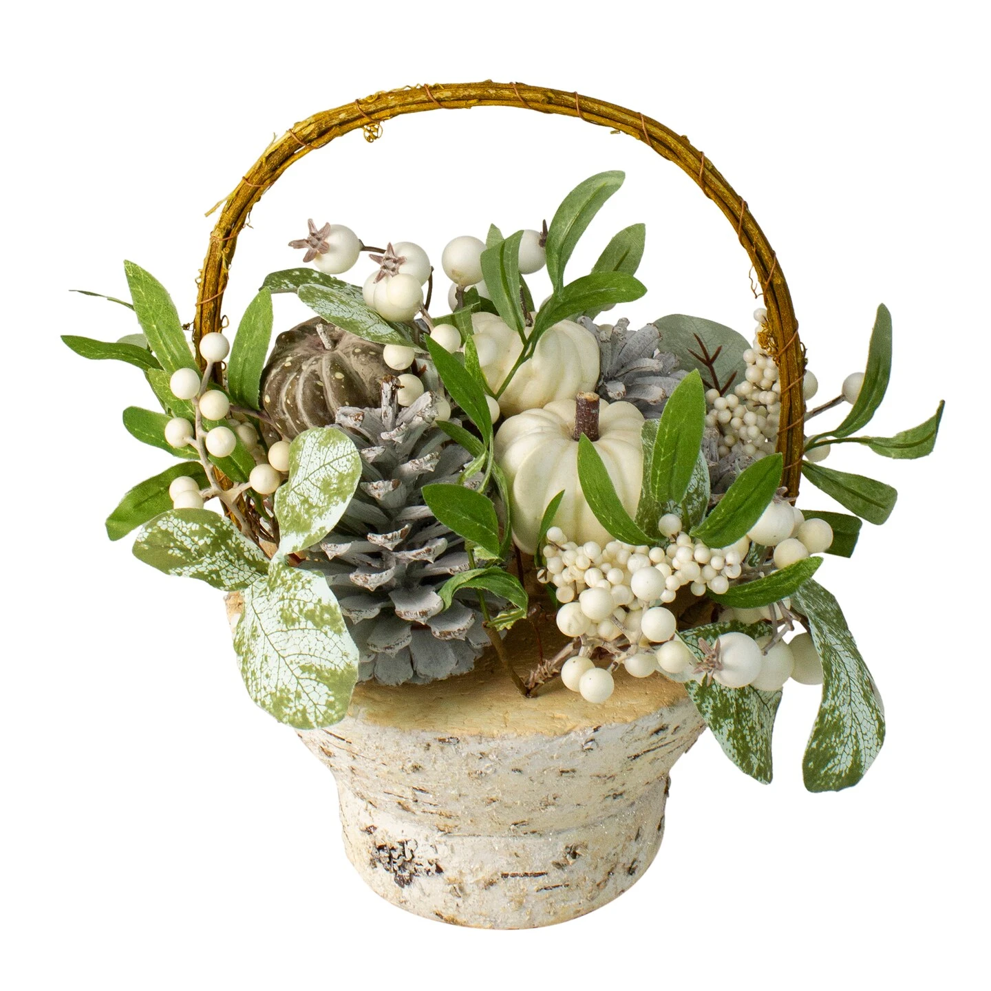 Northlight Gourds And Berries With Foliage In Fall Harvest Artificial Birch Basket - 13" Green 7 Northlight Gourds And Berries With Foliage In Fall Harvest Artificial Birch Basket - 13" Green - Image 5