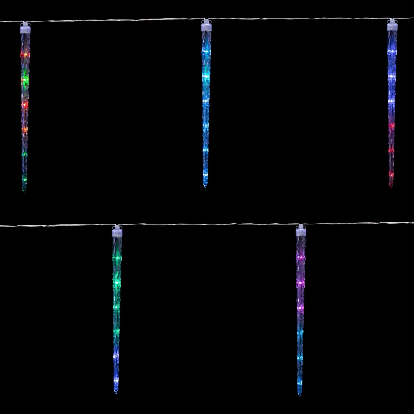 Northlight LED Color Changing Cascading Icicle Christmas Light Tubes - Multicolor - 13' Clear Wire - 5ct 10 Northlight LED Color Changing Cascading Icicle Christmas Light Tubes - Multicolor - 13' Clear Wire - 5ct - Image 8
