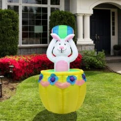 Northlight Lighted And Animated Inflatable Easter Bunny Basket Outdoor Decoration - 5.5' - Green 17 Northlight Lighted And Animated Inflatable Easter Bunny Basket Outdoor Decoration - 5.5' - Green -Northlight 477431149453360 2
