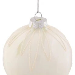 Northlight Starburst Glass Ball Christmas Ornament - 4" - Brushed White -Northlight 479733246269648