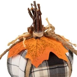Northlight Plaid Pumpkin With Leaf Fall Harvest Pumpkin Decoration - 5" - White And Black 15 Northlight Plaid Pumpkin With Leaf Fall Harvest Pumpkin Decoration - 5" - White And Black -Northlight 479733411281104