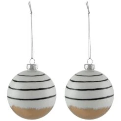 Northlight Abstract Glass Ball Christmas Ornaments - 3" (80mm) - White And Black - 6ct -Northlight 479733950547152