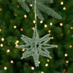 Northlight Starburst 3-D Glittered Christmas Ornament - 6.5" - Forest Green -Northlight 479734447838416 2