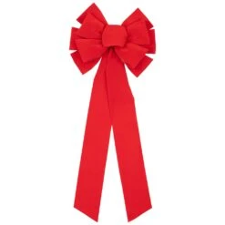 Northlight 14" X 34" Red 11-Loop Velveteen Christmas Bow Decoration -Northlight 487312697102384 2