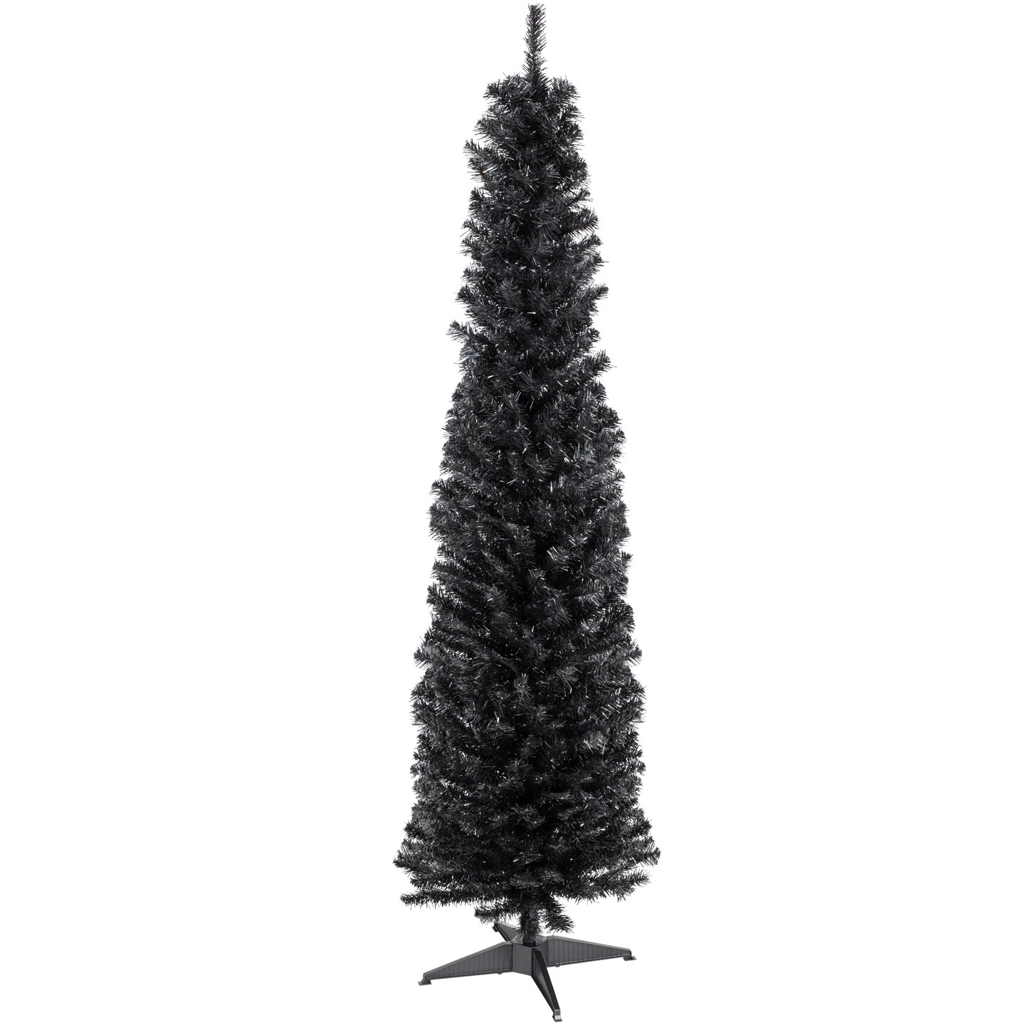 Northlight 6' Charcoal Brown Iridescent Slim Artificial Tinsel Halloween Tree, Unlit 4 Northlight 6' Charcoal Brown Iridescent Slim Artificial Tinsel Halloween Tree, Unlit - Image 2