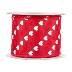 Northlight Diagonal Hearts Valentine's Day Wired Craft Ribbon - 2.5" X 10 Yards - Red And White 13 Northlight Diagonal Hearts Valentine's Day Wired Craft Ribbon - 2.5" X 10 Yards - Red And White -Northlight 490133637988528