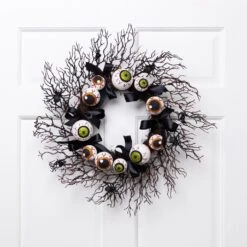 Northlight Eyeballs And Spiders Halloween Twig Wreath - 24" - Unlit Black 17 Northlight Eyeballs And Spiders Halloween Twig Wreath - 24" - Unlit Black -Northlight 491070185451952 2