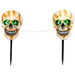 Northlight LED Lighted Skeleton Head Halloween Outdoor Pathway Markers With Sound - 15" - Set Of 3 White 16 Northlight LED Lighted Skeleton Head Halloween Outdoor Pathway Markers With Sound - 15" - Set Of 3 White -Northlight 491703325777968