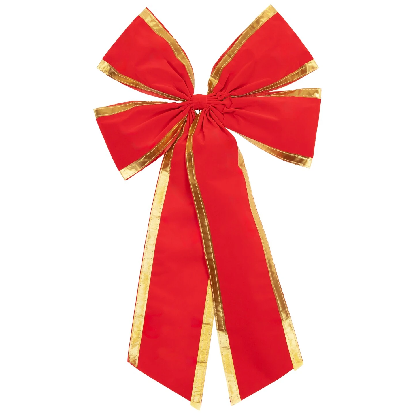Northlight 18" X 30" Red 4-Loop Velveteen Christmas Bow With Gold Trim 3 Northlight 18" X 30" Red 4-Loop Velveteen Christmas Bow With Gold Trim
