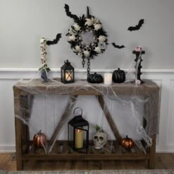 Northlight Skulls And Chains With Roses Halloween Wreath - 15" - Unlit Gray -Northlight 491886804446112