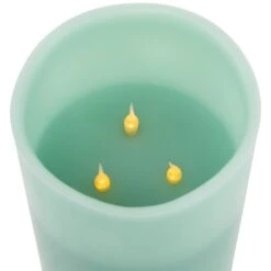 Northlight Flameless LED Lighted 3-Wick Flickering Wax Pillar Candle - 8" - Sage Green -Northlight 492772548784304