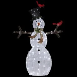Northlight 72" LED Lighted Snowman With Top Hat Christmas Outdoor Decoration White