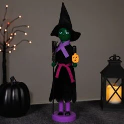 Northlight Witch Halloween Nutcracker With Broom - 14" - Black And Purple 17 Northlight Witch Halloween Nutcracker With Broom - 14" - Black And Purple -Northlight 494677943690672 2