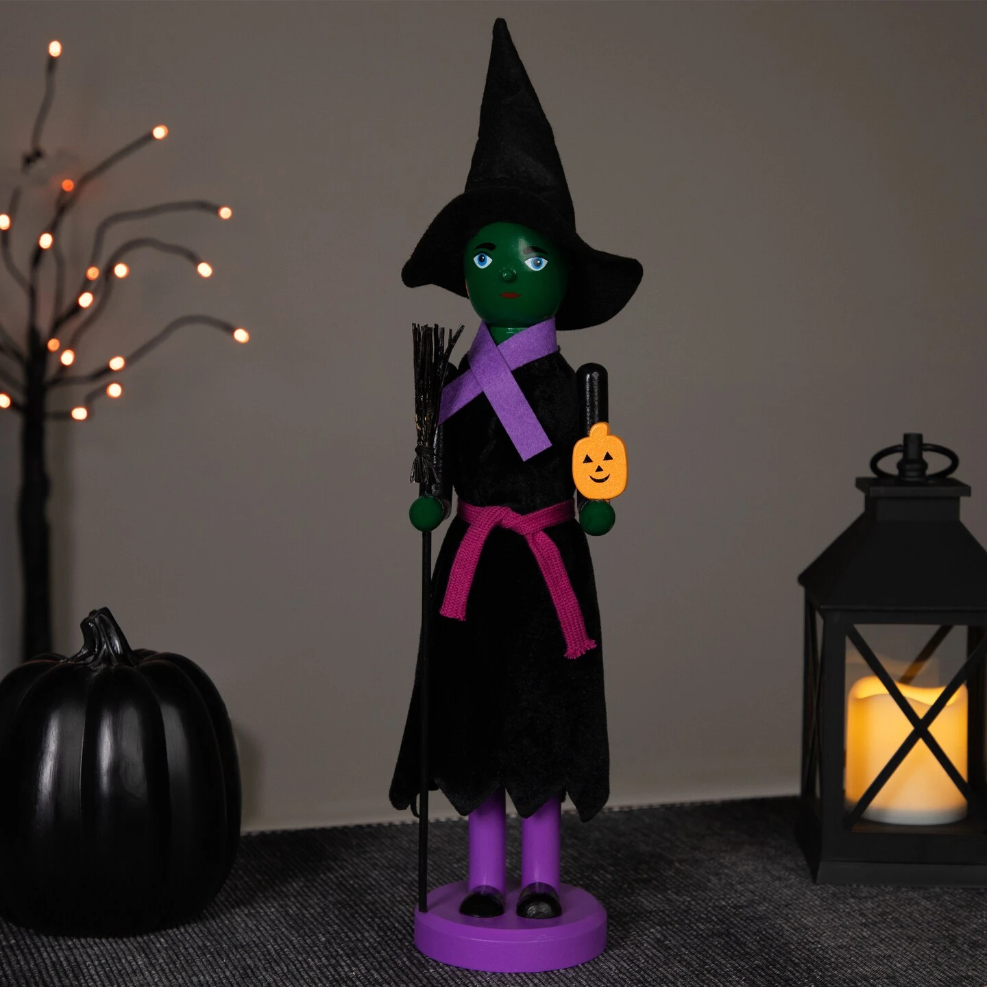 Northlight Witch Halloween Nutcracker With Broom - 14" - Black And Purple 10 Northlight Witch Halloween Nutcracker With Broom - 14" - Black And Purple - Image 8