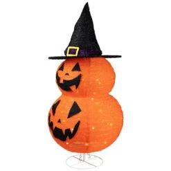 Northlight LED Lighted Jack-O-Lanterns In Witch's Hat Outdoor Halloween Decoration - 34" Orange -Northlight 499742022206384