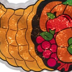 Northlight Pre-lit Cornucopia Thanksgiving Window Decoration – 16" - Red And Gold - Clear Lights 16 Northlight Pre-lit Cornucopia Thanksgiving Window Decoration – 16" - Red And Gold - Clear Lights -Northlight 500168599991248