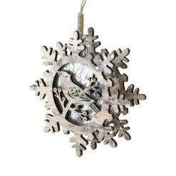 Northlight Pre-Lit Woodland Snowflake With Bird Christmas Ornament - 6" - Brown And Gray -Northlight 500808549143200