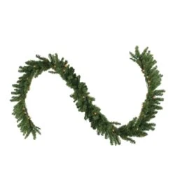 Northlight Pre-Lit Canadian Pine Artificial Christmas Garland - 9' X 14" - Clear Lights Green