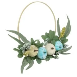 Northlight Blue Pumpkins And Foliage Fall Harvest Artificial Half Wreath, 20-Inch -Northlight 500808855446176