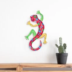 Northlight 11.75"Red Floral Metal Lizard Outdoor Wall Hanging 9 Northlight 11.75"Red Floral Metal Lizard Outdoor Wall Hanging -Northlight 500809027412640