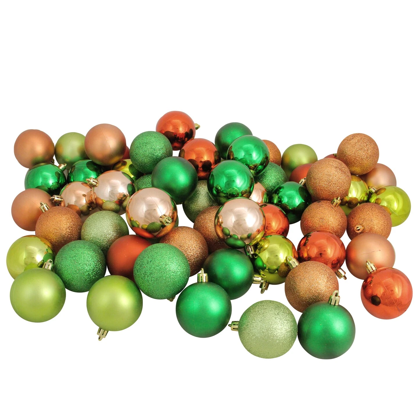 Northlight Shatterproof 3-Finish Christmas Ball Ornaments - 2.5" (60mm) - Green And Orange - 60ct 4 Northlight Shatterproof 3-Finish Christmas Ball Ornaments - 2.5" (60mm) - Green And Orange - 60ct - Image 2