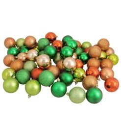 Northlight Shatterproof 3-Finish Christmas Ball Ornaments - 2.5" (60mm) - Green And Orange - 60ct