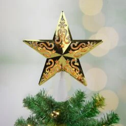 Northlight 8.5" Lighted Gold And White Star Cut-Out Design Christmas Tree Topper - Clear Lights 10 Northlight 8.5" Lighted Gold And White Star Cut-Out Design Christmas Tree Topper - Clear Lights -Northlight 500809316295328