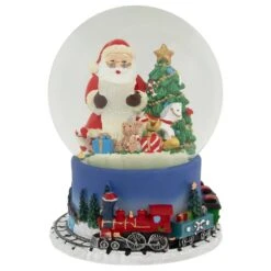 Northlight Christmas Train Around Santa Delivering Gifts Musical Water Globe - 6.5" Red