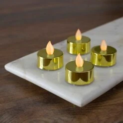 Northlight LED Lighted Flameless Flickering Tea Light Candles - Metallic Gold - Set Of 4 17 Northlight LED Lighted Flameless Flickering Tea Light Candles - Metallic Gold - Set Of 4 -Northlight 500809924993696 2