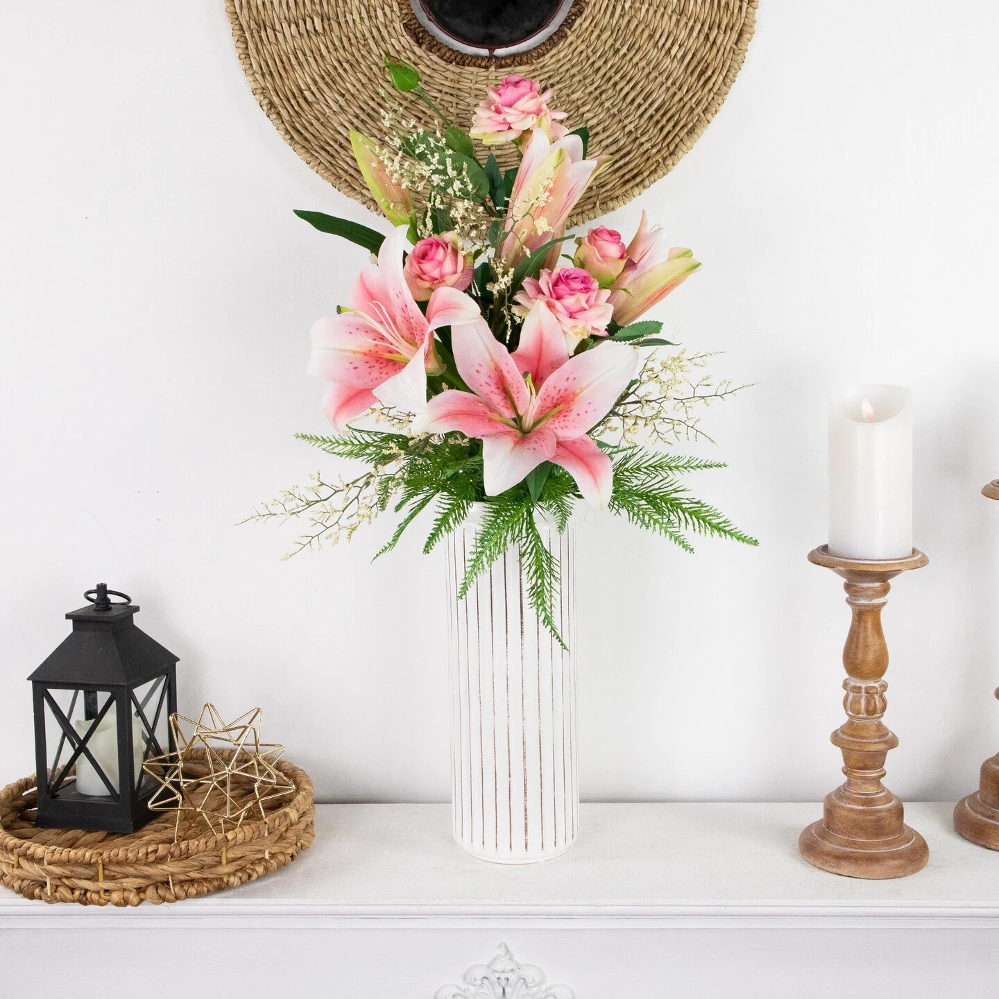 Northlight Real Touch™ Coral Pink Artificial Rose Floral Sprays, Set Of 6 - 35" 5 Northlight Real Touch™ Coral Pink Artificial Rose Floral Sprays, Set Of 6 - 35" - Image 3