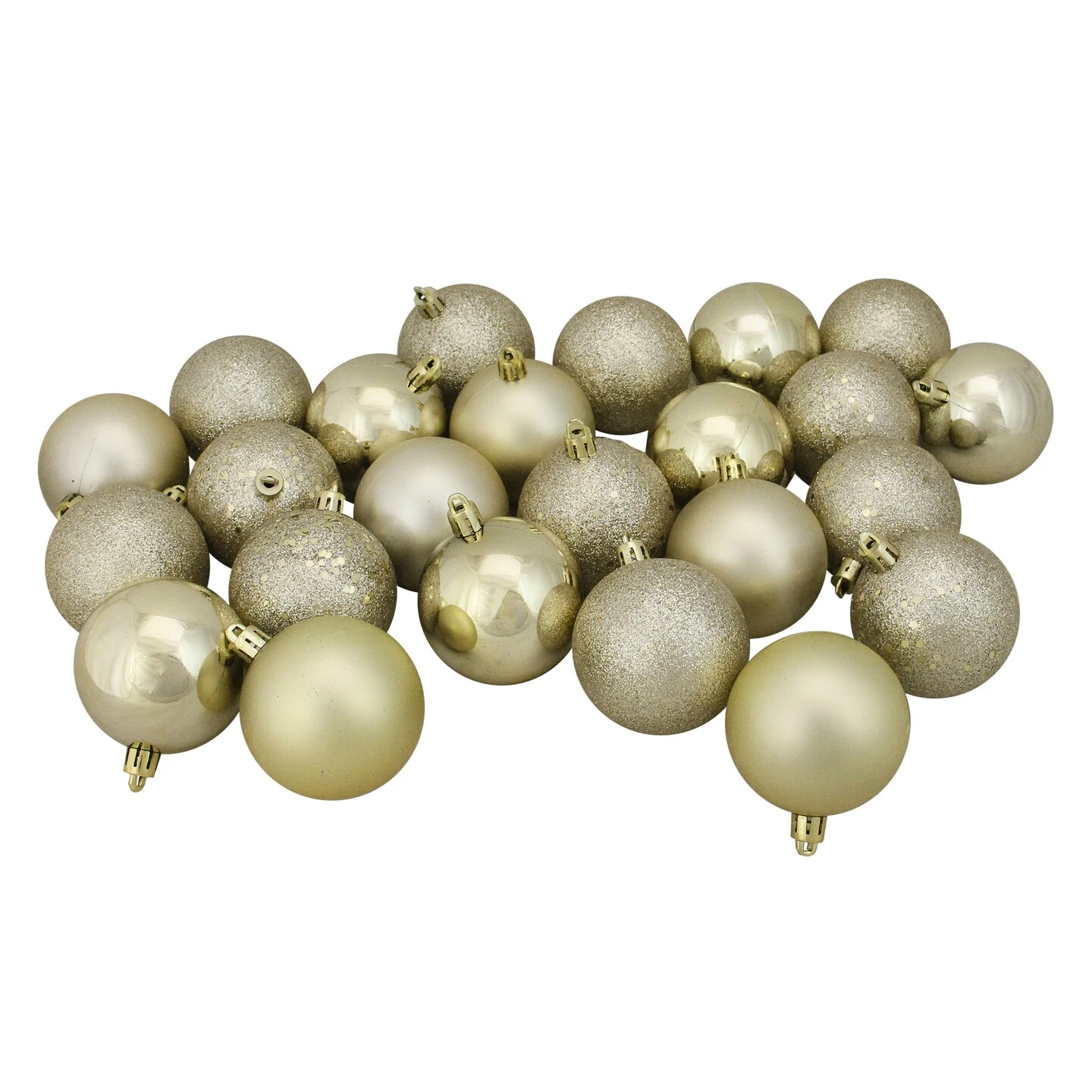 Northlight Shatterproof 4-Finish Christmas Ball Ornaments - 2.5" (60mm) - Champagne Gold - 24ct 4 Northlight Shatterproof 4-Finish Christmas Ball Ornaments - 2.5" (60mm) - Champagne Gold - 24ct - Image 2