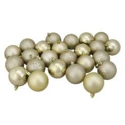 Northlight Shatterproof 4-Finish Christmas Ball Ornaments - 2.5" (60mm) - Champagne Gold - 24ct