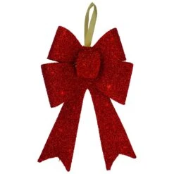 Northlight LED Lighted Tinsel Bow Christmas Decoration - 19"- Warm White Red