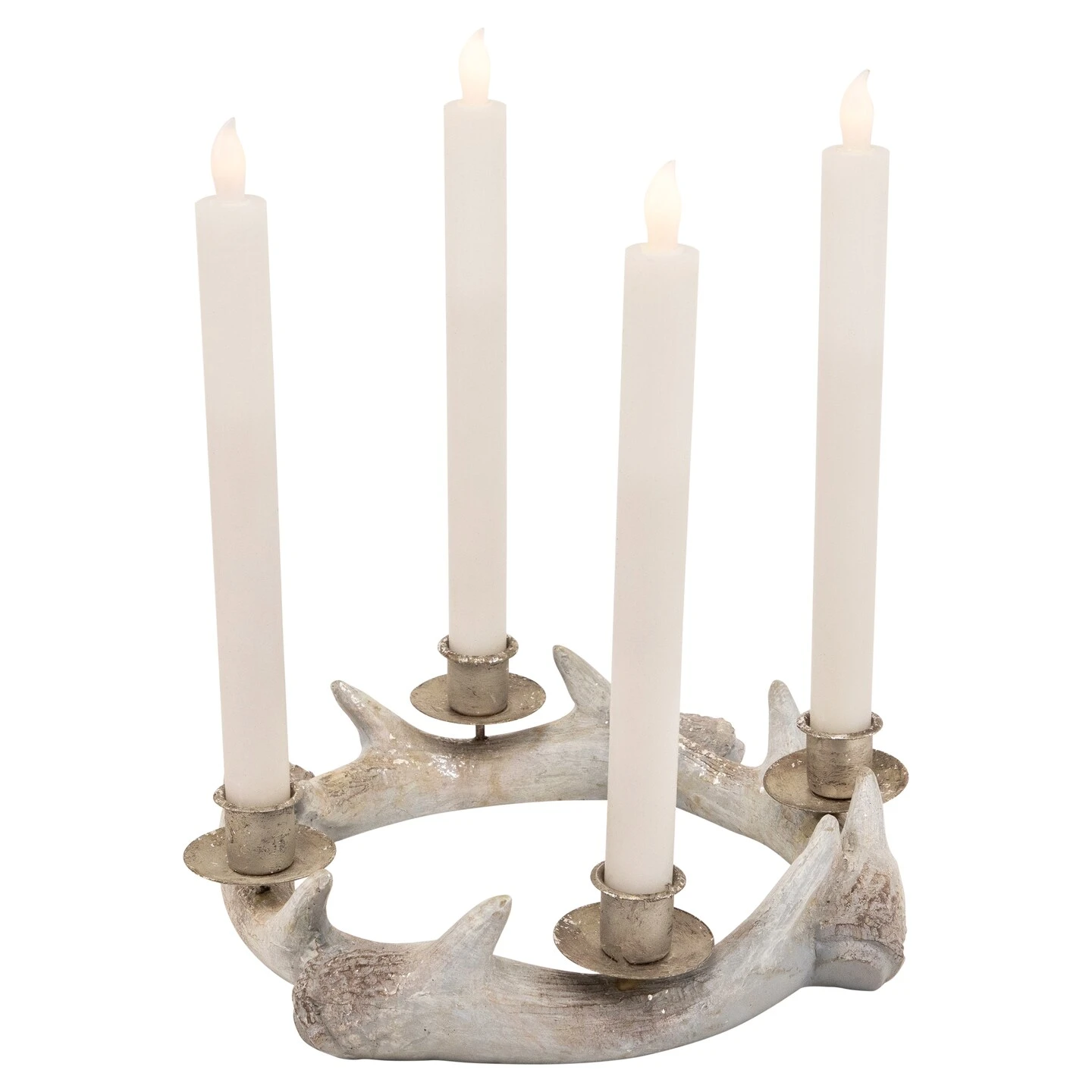 Northlight Antler Wreath Christmas Taper Candle Holder - 10.25" Beige 6 Northlight Antler Wreath Christmas Taper Candle Holder - 10.25" Beige - Image 4