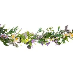 Northlight Daisy And Mixed Foliage Floral Spring Garland - 5' - Purple Green -Northlight 506022470542352