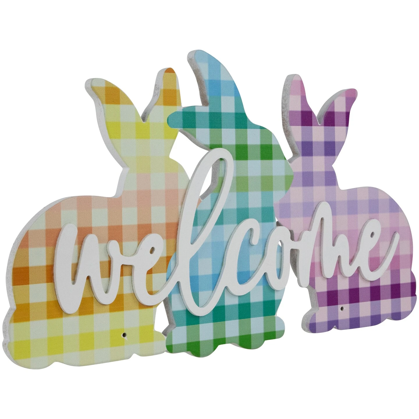 Northlight Gingham Bunnies Welcome Easter Wall Sign - 13.75" Multi 8 Northlight Gingham Bunnies Welcome Easter Wall Sign - 13.75" Multi - Image 6