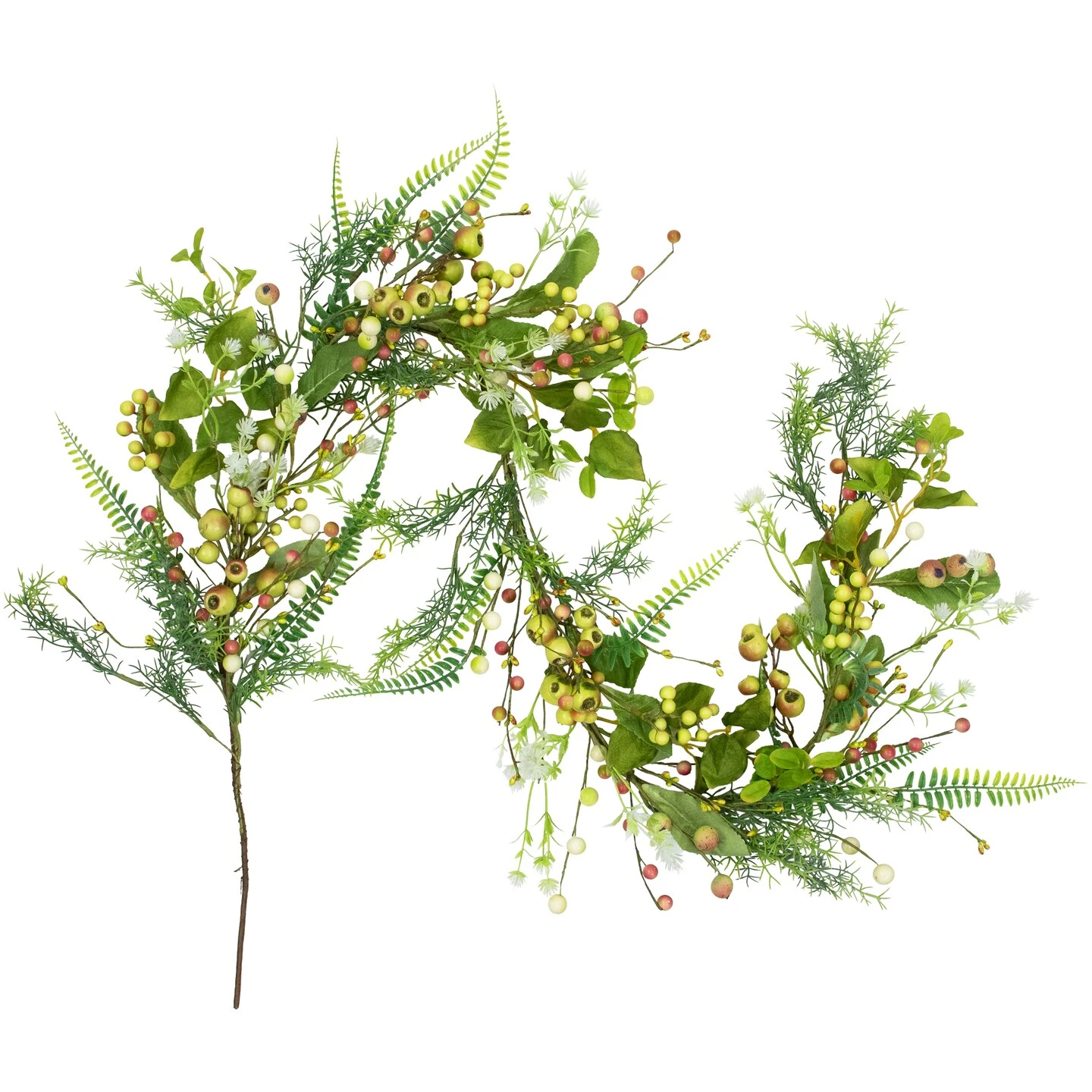 Northlight Berry And Crabapple Fern Foliage Spring Garland - 5' Green 8 Northlight Berry And Crabapple Fern Foliage Spring Garland - 5' Green - Image 6
