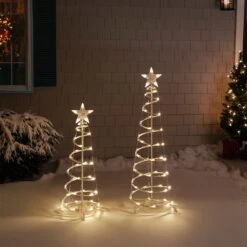 Northlight LED Lighted Spiral Outdoor Christmas Trees - 3' And 4' - Warm White Lights - Set Of 2 -Northlight 506563914460976
