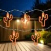 Northlight LED Cactus Patio Light Set - Orange - 4' Clear Wire - 10ct -Northlight 507945932588208