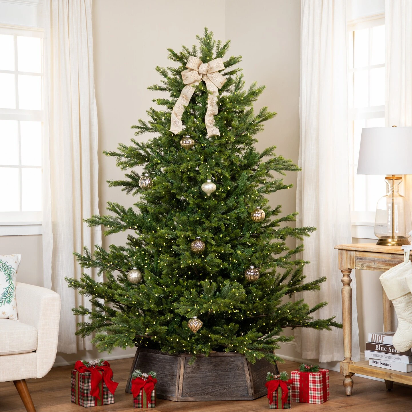 Northlight Real Touch™️ Pre-Lit Full Oregon Noble Fir Artificial Christmas Tree - 6.5' - Warm White LED Lights Green 3 Northlight Real Touch™️ Pre-Lit Full Oregon Noble Fir Artificial Christmas Tree - 6.5' - Warm White LED Lights Green