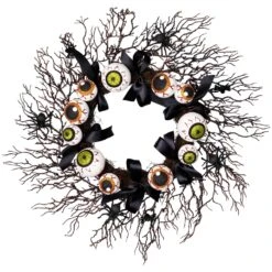 Northlight Eyeballs And Spiders Halloween Twig Wreath - 24" - Unlit Black 12 Northlight Eyeballs And Spiders Halloween Twig Wreath - 24" - Unlit Black -Northlight 511823467426224