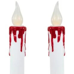 Northlight LED With Timer Dripping Blood Halloween Taper Candles - 9" - Set Of 2 White -Northlight 514936895587552