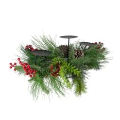 Northlight 32" Iced Mixed Pine, Berries And Pine Cones Christmas Pillar Candle Holder Green 11 Northlight 32" Iced Mixed Pine, Berries And Pine Cones Christmas Pillar Candle Holder Green -Northlight 514936931239136