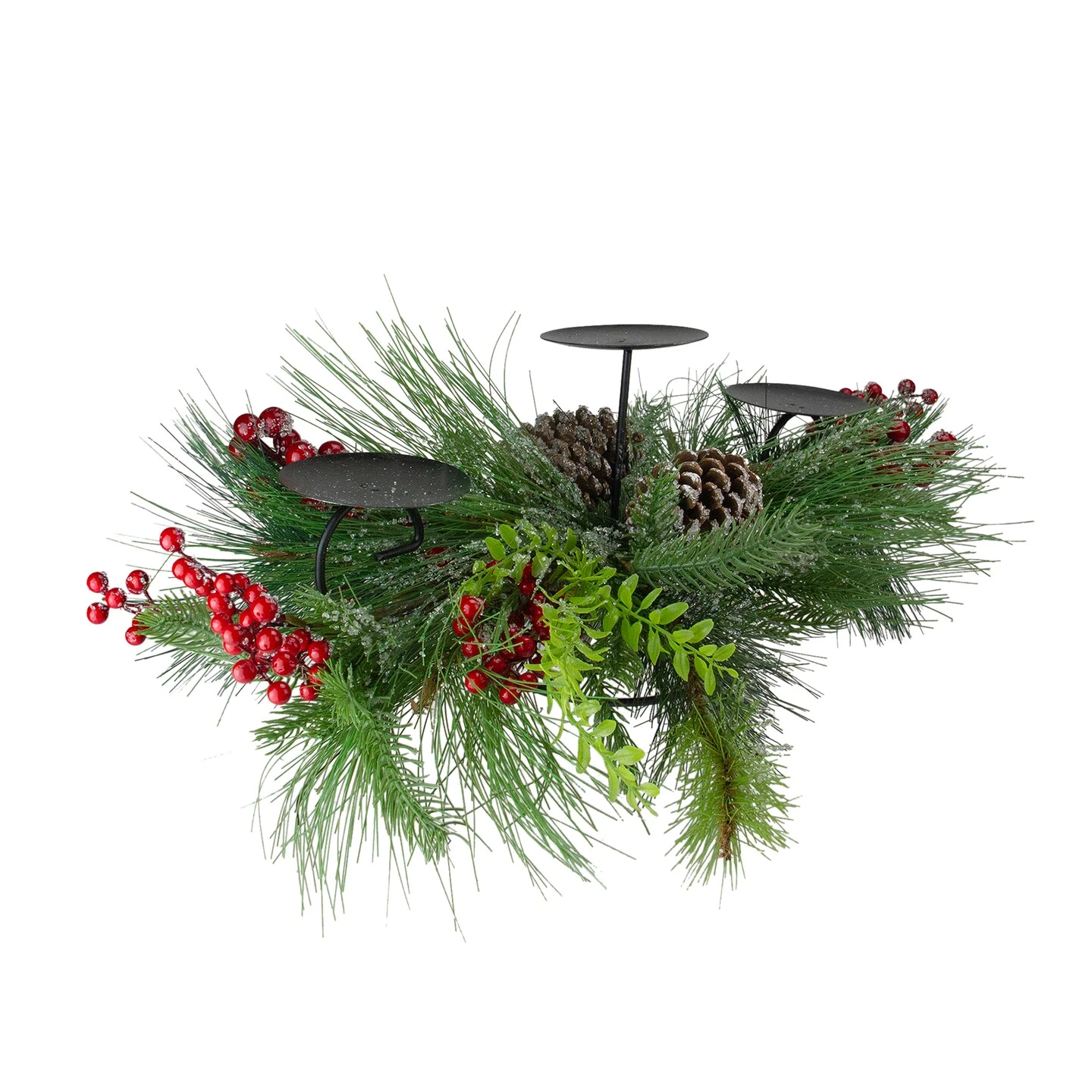 Northlight 32" Iced Mixed Pine, Berries And Pine Cones Christmas Pillar Candle Holder Green 6 Northlight 32" Iced Mixed Pine, Berries And Pine Cones Christmas Pillar Candle Holder Green - Image 4