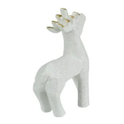 Northlight Iridescent Glitter Ceramic Reindeer Christmas Figure - 4.25"- White -Northlight 514937034196192