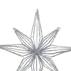 Northlight 13.75" LED Lighted B/O Silver Glittered Geometric Star Christmas Tree Topper - Warm White Lights 11 Northlight 13.75" LED Lighted B/O Silver Glittered Geometric Star Christmas Tree Topper - Warm White Lights -Northlight 514937386321120